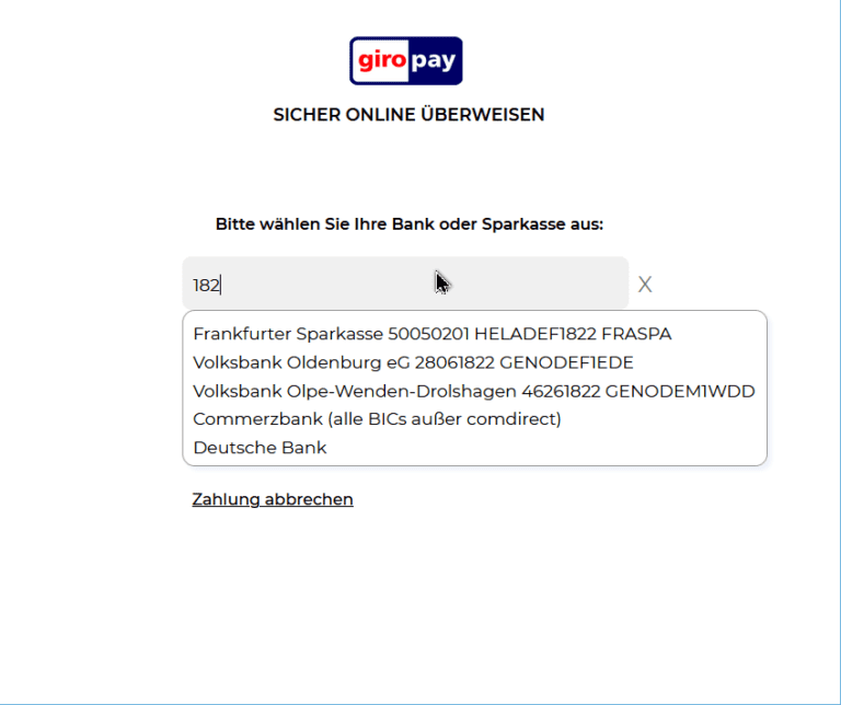 GiroPay Und 1822direkt Bank Nicht An GiroPay Angebunden Krakovic de
